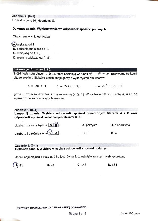 Egzamin ósmoklasisty 2021. Odpowiedzi z matematyki /CKE /RMF FM